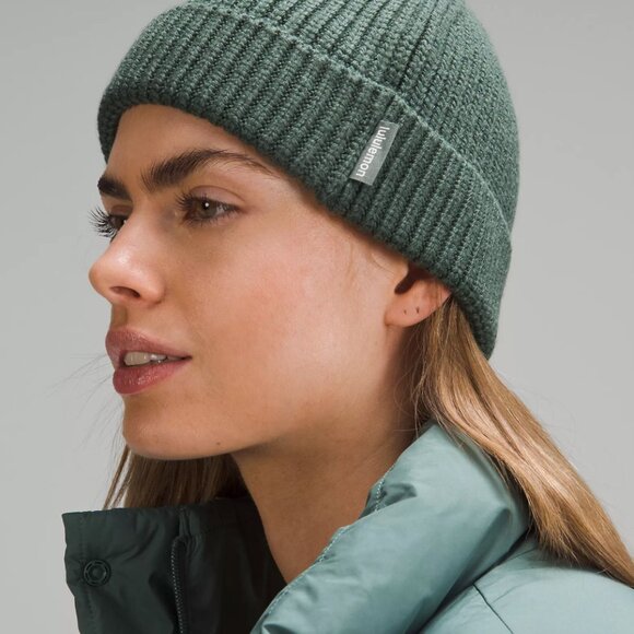 Lululemon Close-fit Wool-blend Ribbed Knit Beanie Merino Wool Roll Fisherman - Picture 1 of 11